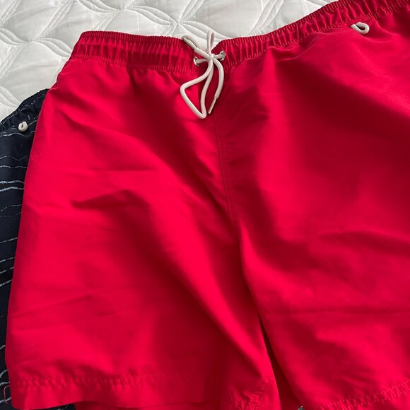 Lands' End Men's 6" Volley Swim Trunks Bundle Navy Printed and Red Size Large - Picture 2 of 7